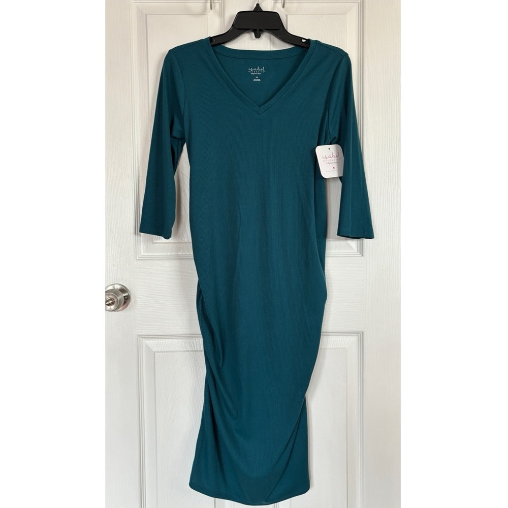 Isabel Maternity Teal 3/4 Sleeve Dress